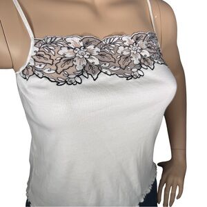 Lauren Ralph Lauren White Embroidered Lace Trim Camisole – Size XL